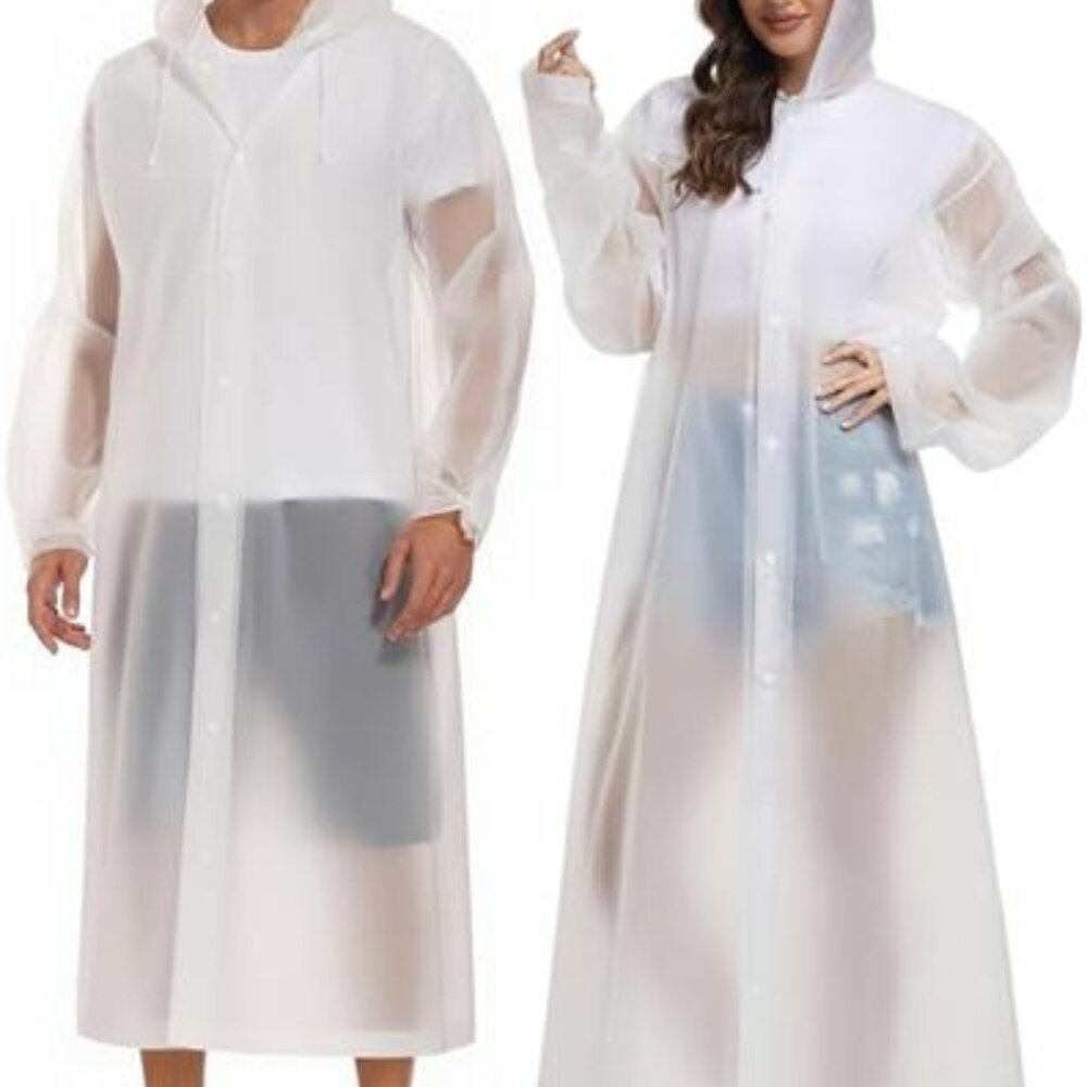 Extra Long Rain Poncho EVA Waterproof Rain Coat Unisex Drawstring Hood